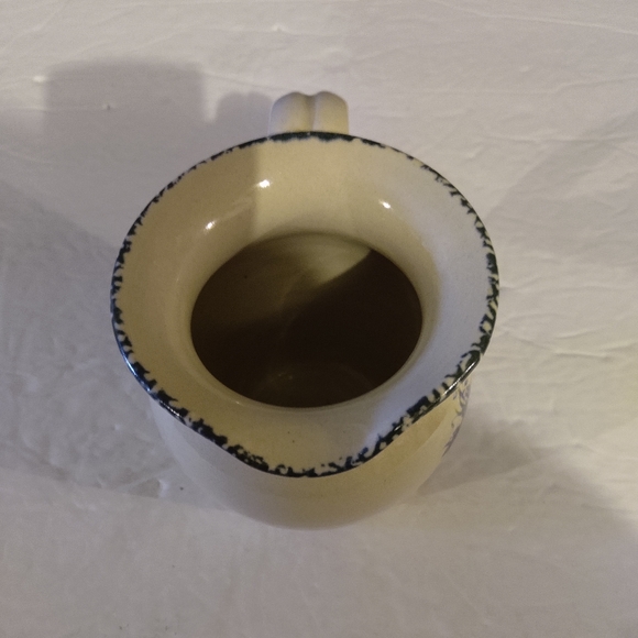 4" Handmade Stoneware Beige Water/Juice Pitcher With Floral Picture. Mad… - Picture 9 of 10